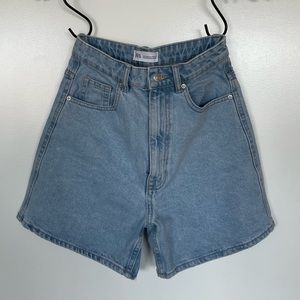Zara mid-light wash, high-waisted blue Jean shorts (Bermuda-ish style) | size 2